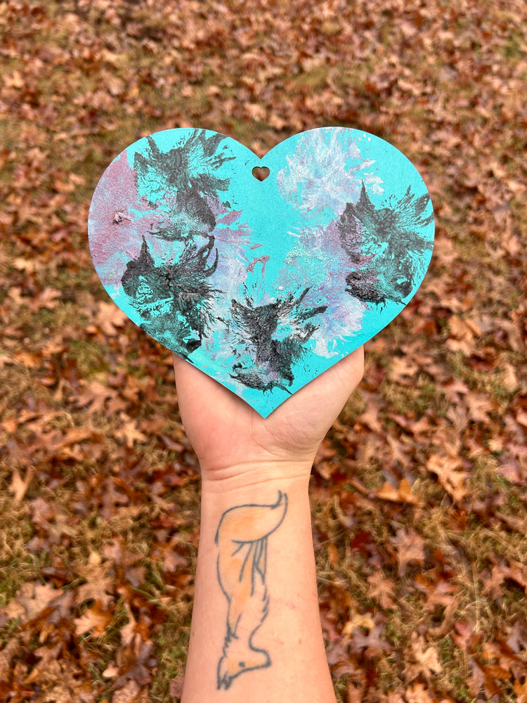 Thystle- Paw Print wooden heart