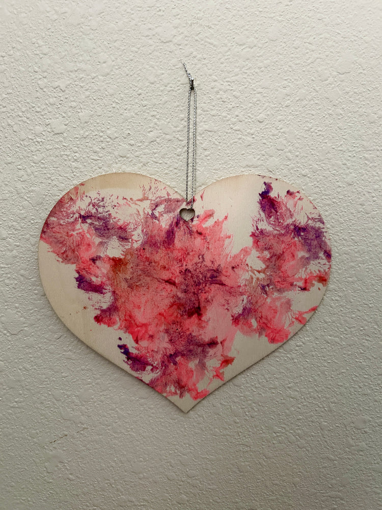 Custom Wooden Heart Paw Painting