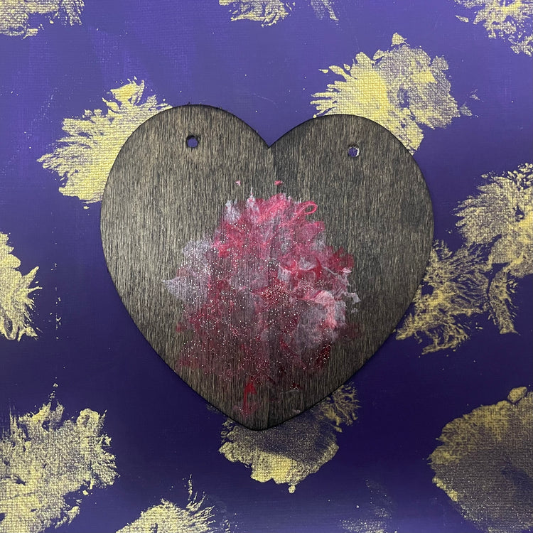 Wooden heart Thystle Paw Painting