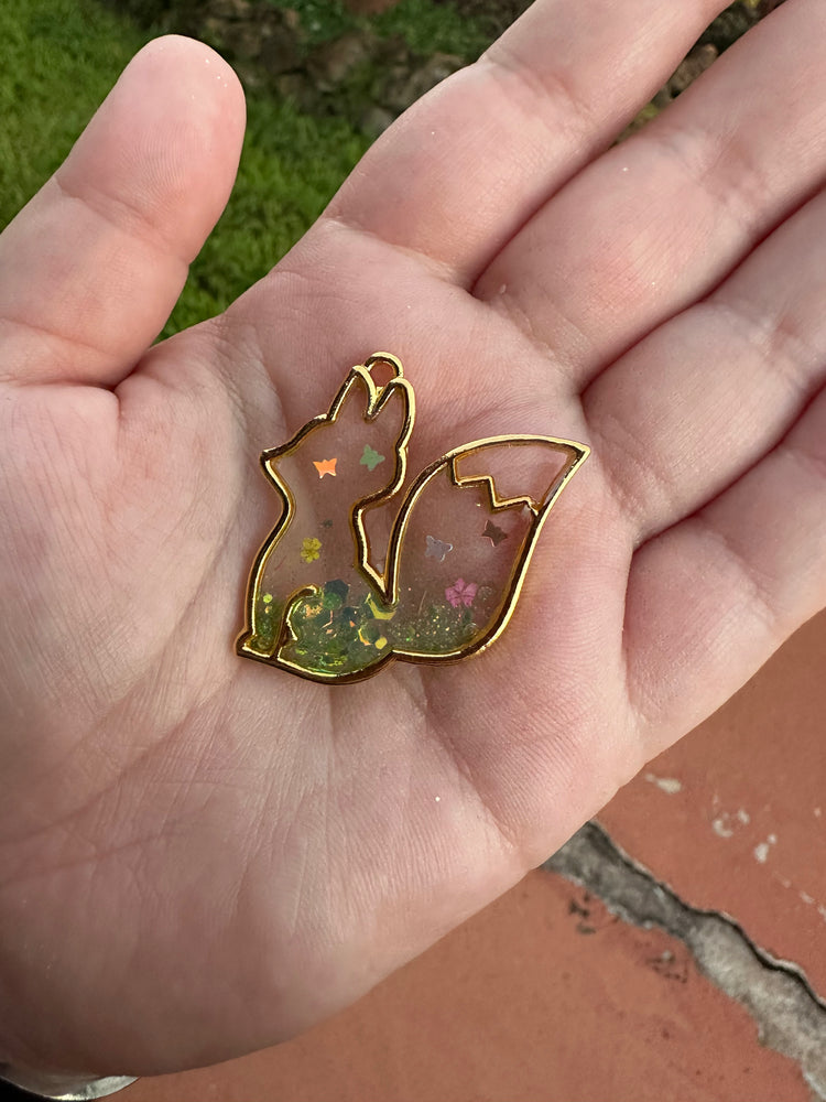Flower Garden Fox Keychain