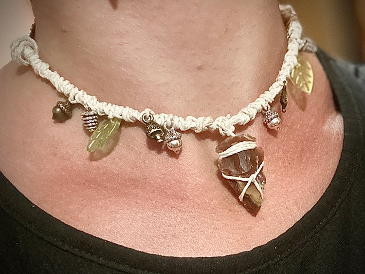 Hemp and Arrowhead Macrame Choker