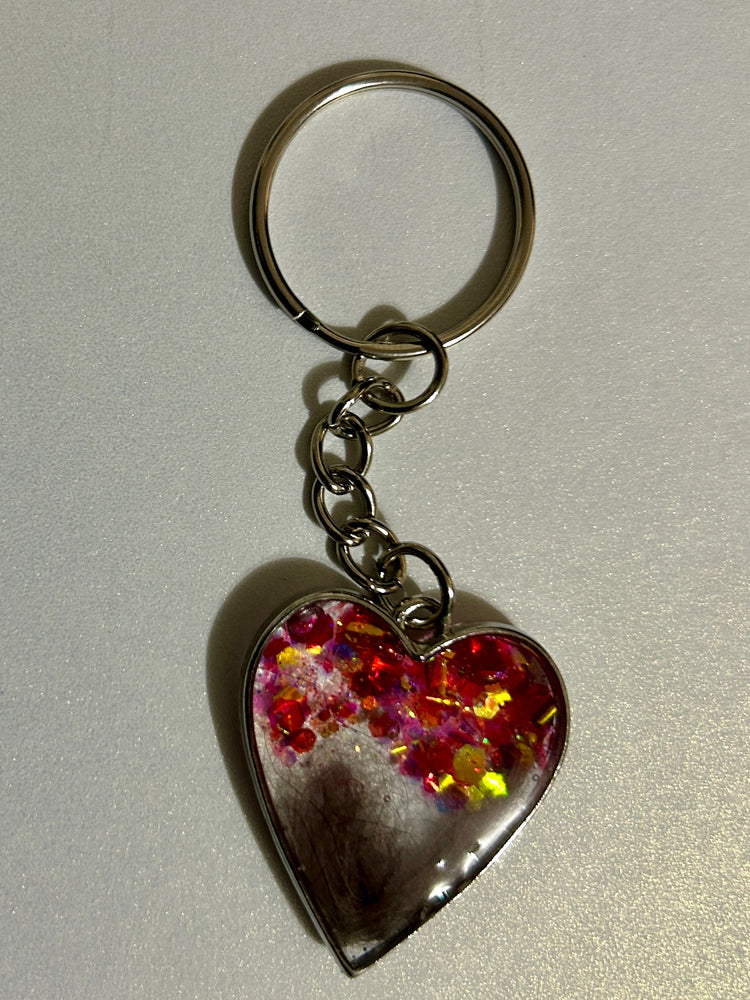 Heart Keychain with Naturally Shed Fox Fur