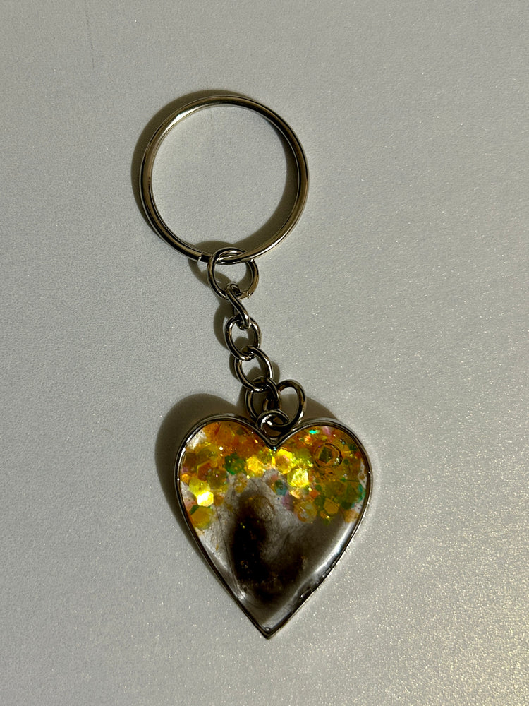 Heart Keychain with Naturally Shed Fox Fur