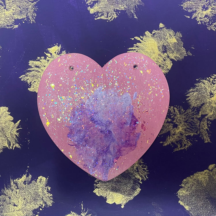 Wooden heart Thystle Paw Painting